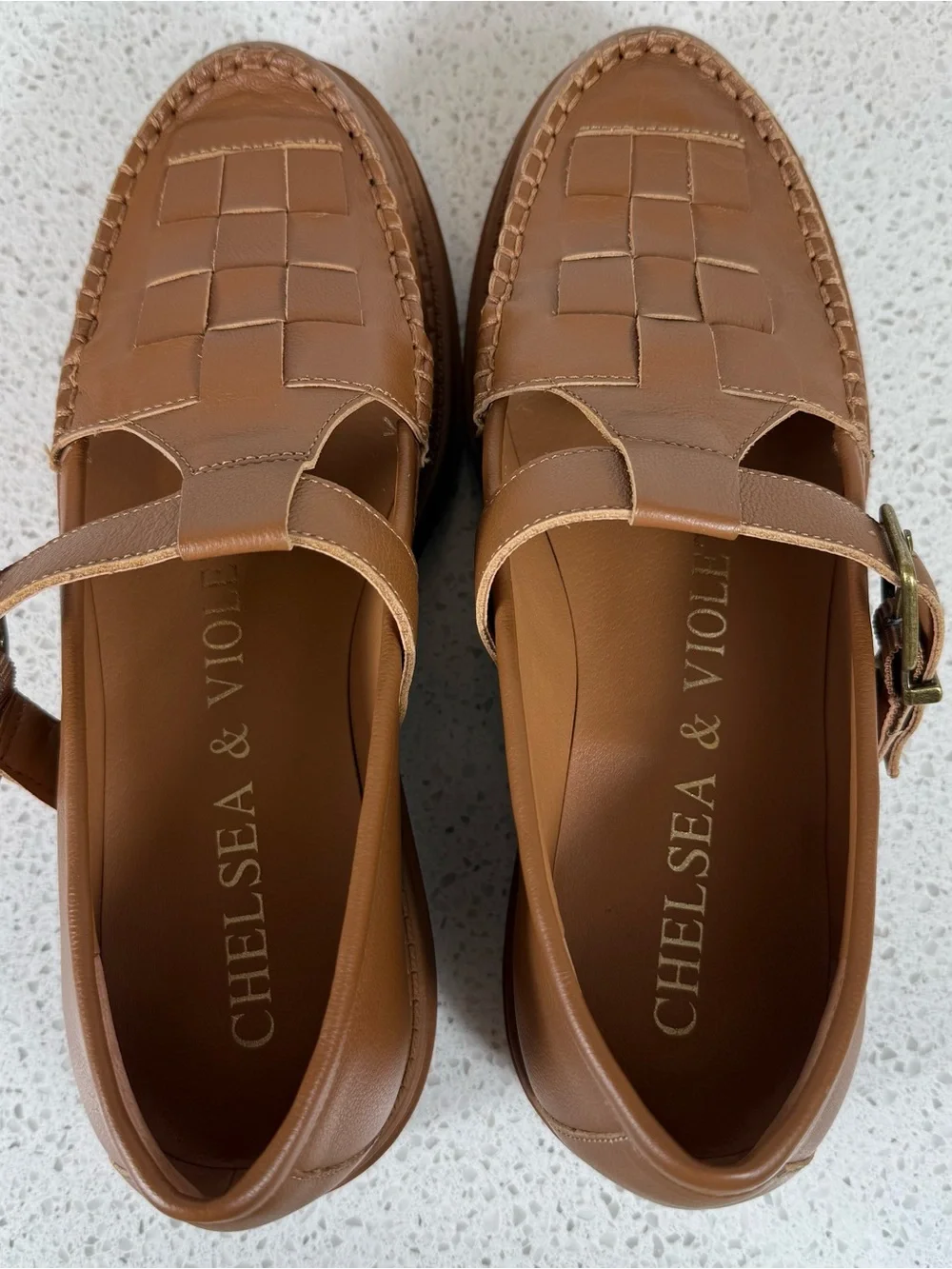 Chelsea & Violet T-Bar Loafer’s Tan Platform Mary Jane Women’s Size 9.5 - Picture 10 of 11